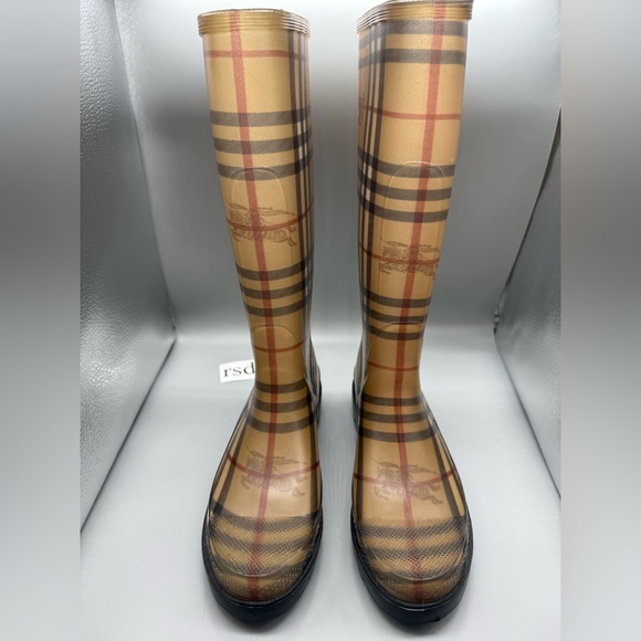 Women's Burberry House Check Pattern /Mid- Calf Rubber Rain Boots/Womens Size 37 - Picture 5 of 10